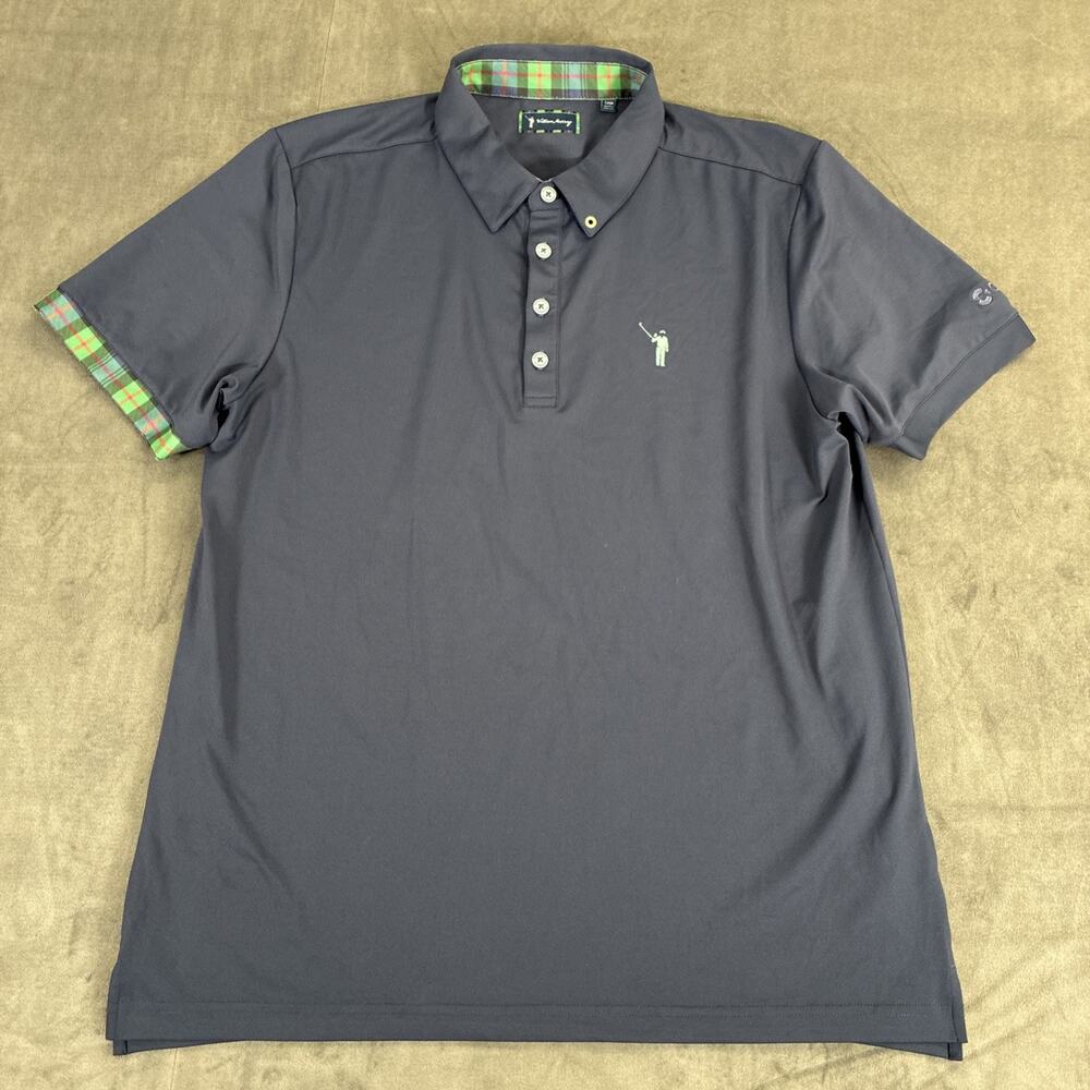 William Murray Mens Golf Polo Shirt Large Navy Blue Short Sleeve Benefits Chrty